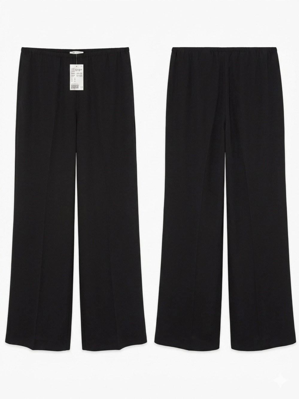 H&M Black Wide-Leg Pull-On Pants for Women